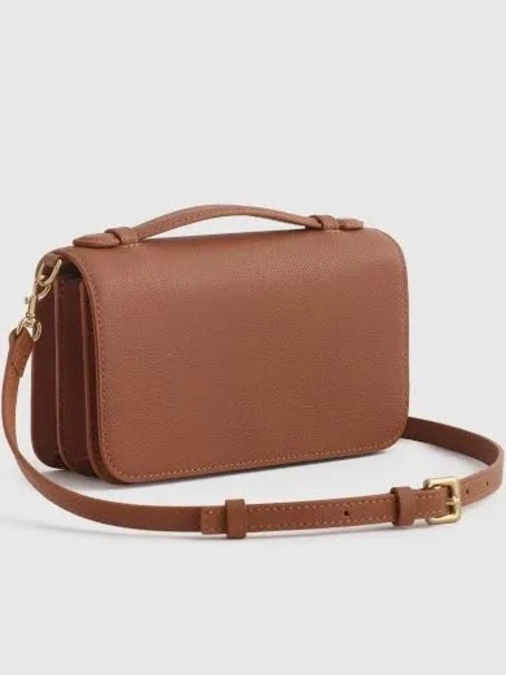 Quince Tan Leather Crossbody with Top Handle